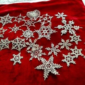 Handmade crochet snowflake ornaments